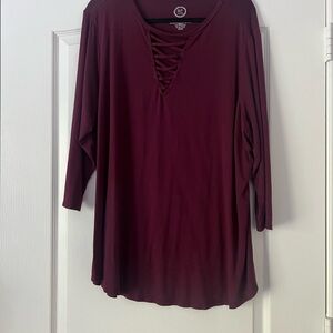 Maurices Deep Burgundy Long Sleeve Top